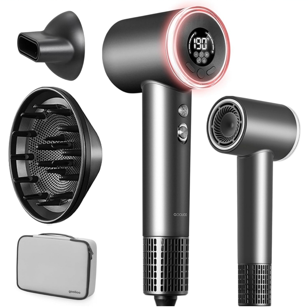 Goolioo Professional High-Speed Ionic Portable Hair Dryer With Carrying Case